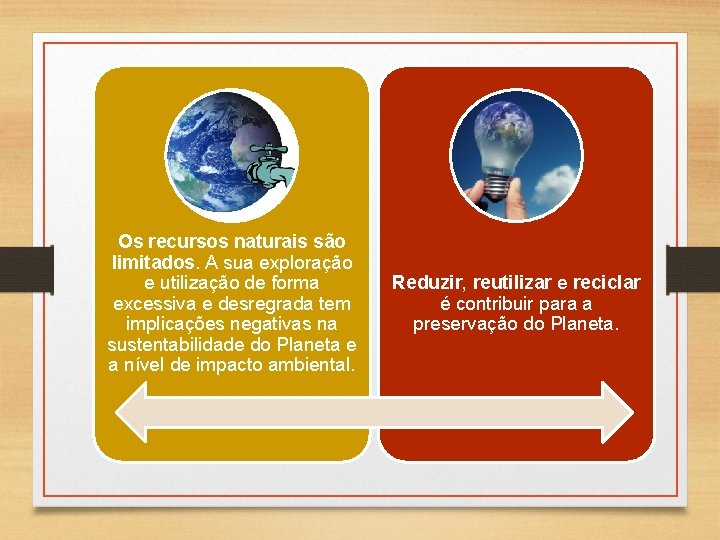 Os recursos naturais são limitados. A sua exploração e utilização de forma excessiva e Os recursos naturais são limitados. A sua exploração e utilização de forma excessiva e