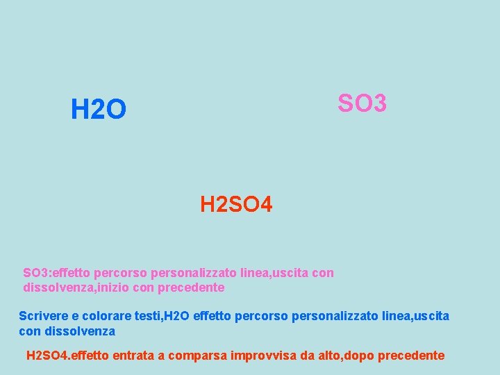 SO 3 H 2 O H 2 SO 4 SO 3: effetto percorso personalizzato