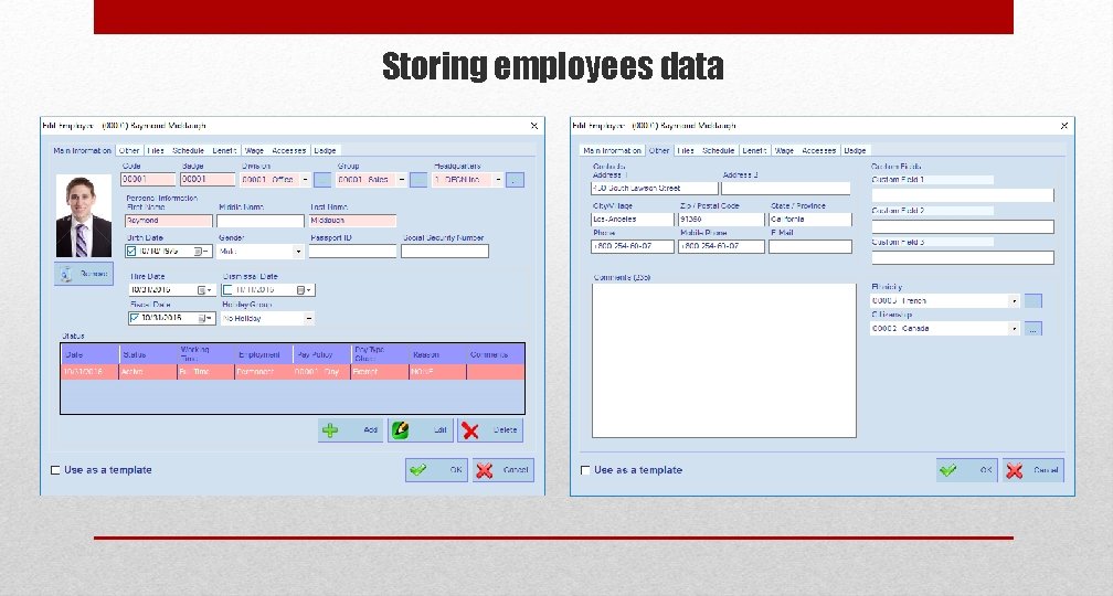 Storing employees data 