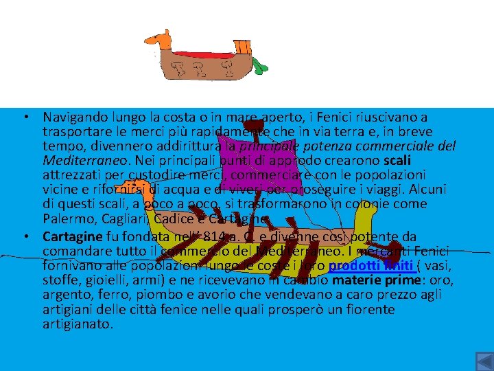  • Navigando lungo la costa o in mare aperto, i Fenici riuscivano a