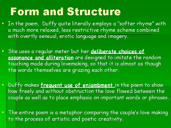 Important points to consider when the poem