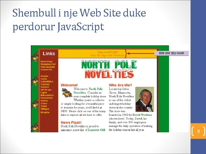 Shembull i nje Web Site duke perdorur Java. Script 8 