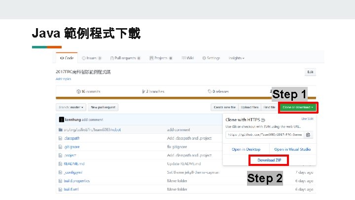 Java 範例程式下載 Step 1 Step 2 