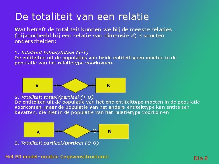 De totaliteit van een relatie Wat betreft de totaliteit kunnen we bij de meeste