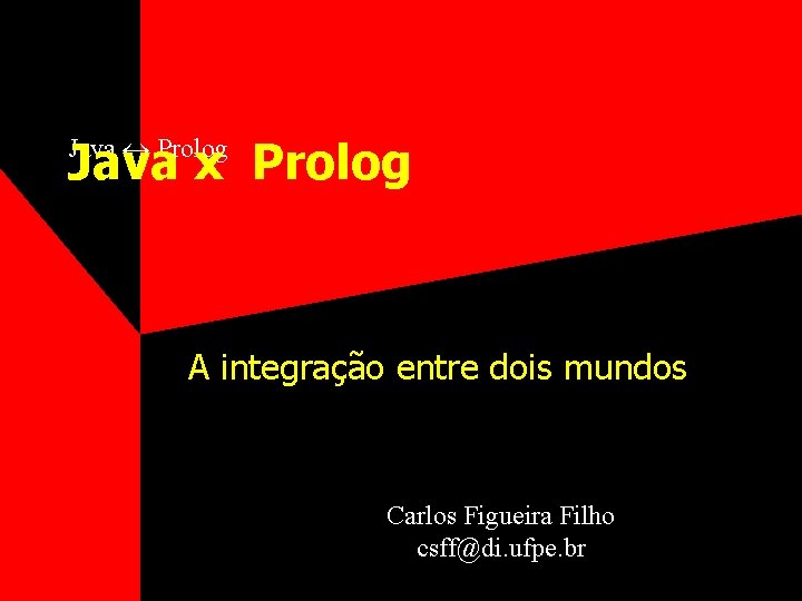 Java Prolog Java x Prolog A integração entre dois mundos Carlos Figueira Filho csff@di.