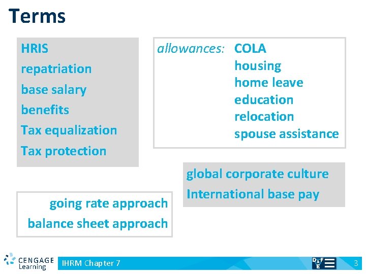 Terms HRIS repatriation base salary benefits Tax equalization Tax protection allowances: COLA housing home