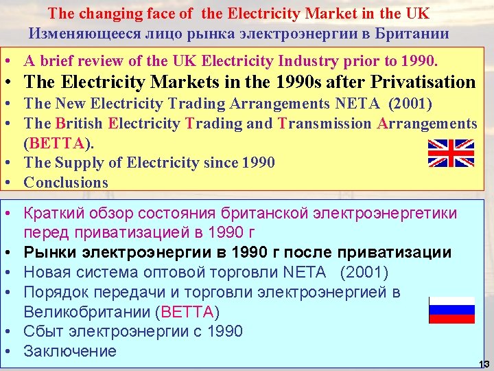 The changing face of the Electricity Market in the UK Изменяющееся лицо рынка электроэнергии The changing face of the Electricity Market in the UK Изменяющееся лицо рынка электроэнергии