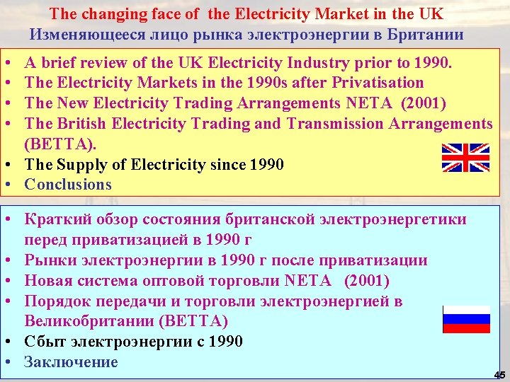 The changing face of the Electricity Market in the UK Изменяющееся лицо рынка электроэнергии The changing face of the Electricity Market in the UK Изменяющееся лицо рынка электроэнергии