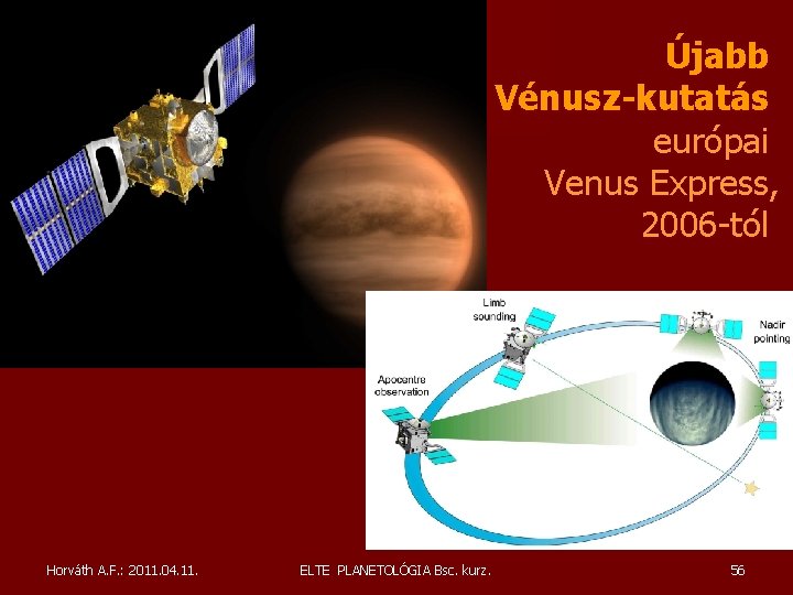 Újabb Vénusz-kutatás európai Venus Express, 2006 -tól Horváth A. F. : 2011. 04. 11. Újabb Vénusz-kutatás európai Venus Express, 2006 -tól Horváth A. F. : 2011. 04. 11.