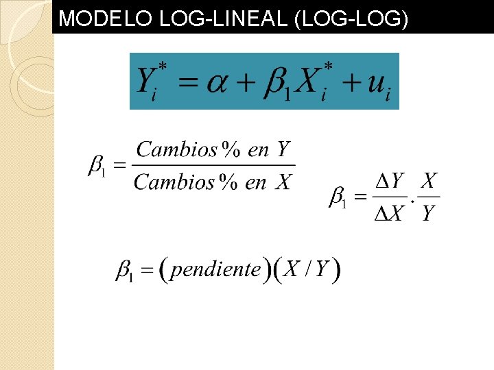 MODELO LOG-LINEAL (LOG-LOG) MODELO LOG-LINEAL (LOG-LOG)