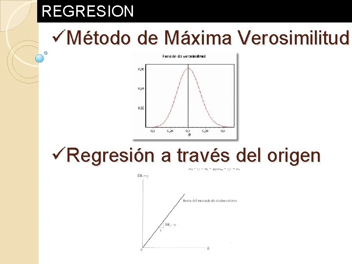 REGRESION üMétodo de Máxima Verosimilitud üRegresión a través del origen REGRESION üMétodo de Máxima Verosimilitud üRegresión a través del origen