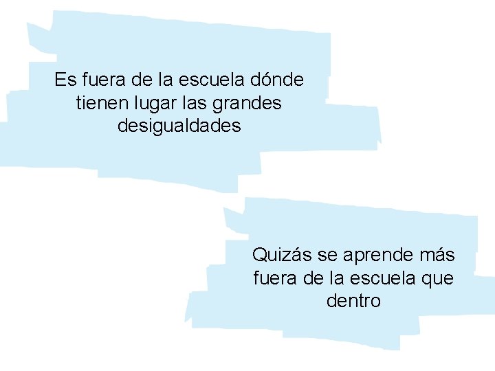 Es fuera de la escuela dónde tienen lugar las grandes desigualdades Quizás se aprende