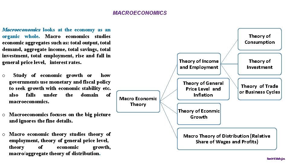 MACROECONOMICS Macroeconomics looks at the economy as an organic whole. Macro economics studies economic