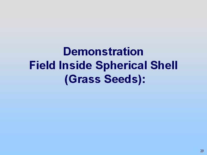 Demonstration Field Inside Spherical Shell (Grass Seeds): 29 