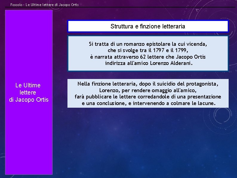 Foscolo – Le Ultime lettere di Jacopo Ortis Struttura e finzione letteraria Si tratta