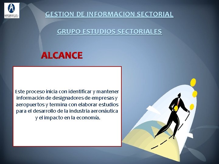 GESTION DE INFORMACION SECTORIAL GRUPO ESTUDIOS SECTORIALES ALCANCE Este proceso inicia con identificar y