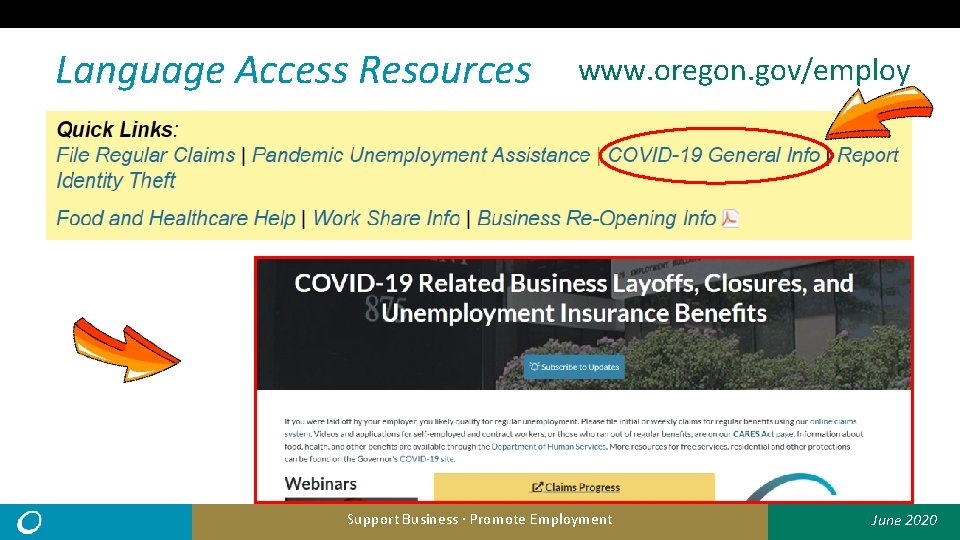 Language Access Resources www. oregon. gov/employ Support Business ∙ Promote Employment June 2020 