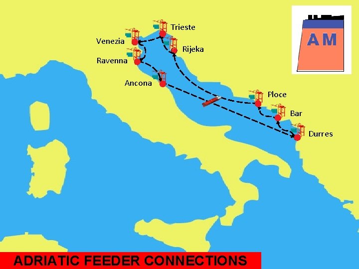 Trieste Venezia Rijeka Ravenna Ancona Ploce Bar Durres ADRIATIC FEEDER CONNECTIONS 