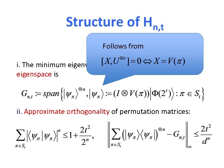 Structure of Hn, t Follows from i. The minimum eigenvalue of Hn, t is
