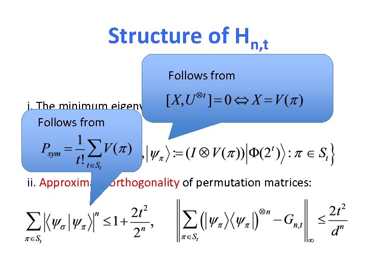 Structure of Hn, t Follows from i. The minimum eigenvalue of Hn, t is