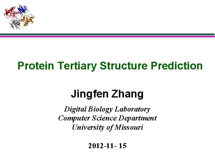 Protein Tertiary Structure Prediction Jingfen Zhang Digital Biology Laboratory Computer Science Department University of
