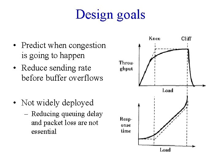 Design goals • Predict when congestion is going to happen • Reduce sending rate