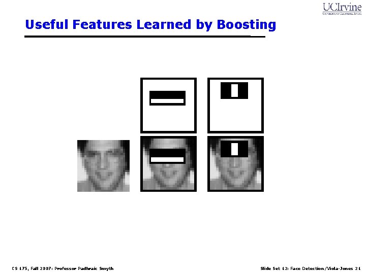 Useful Features Learned by Boosting CS 175, Fall 2007: Professor Padhraic Smyth Slide Set