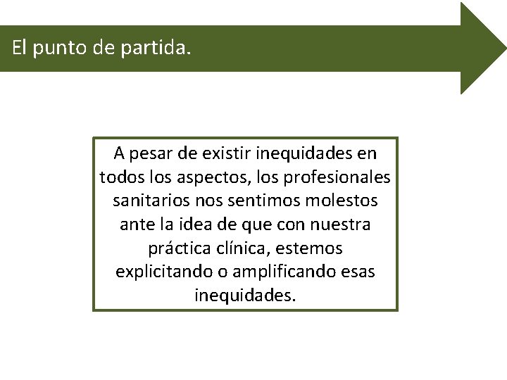 El punto de partida. A pesar de existir inequidades en todos los aspectos, los