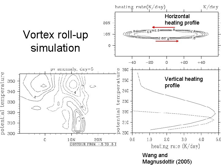 Horizontal heating profile Vortex roll-up simulation Vertical heating profile Wang and Magnusdottir (2005) 