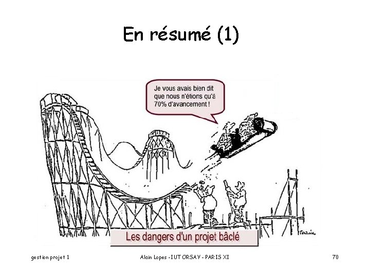 En résumé (1) gestion projet 1 Alain Lopes -IUT ORSAY - PARIS XI 70
