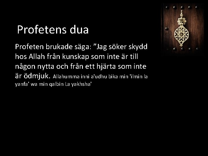 Profetens dua Profeten brukade säga: ”Jag söker skydd hos Allah från kunskap som inte