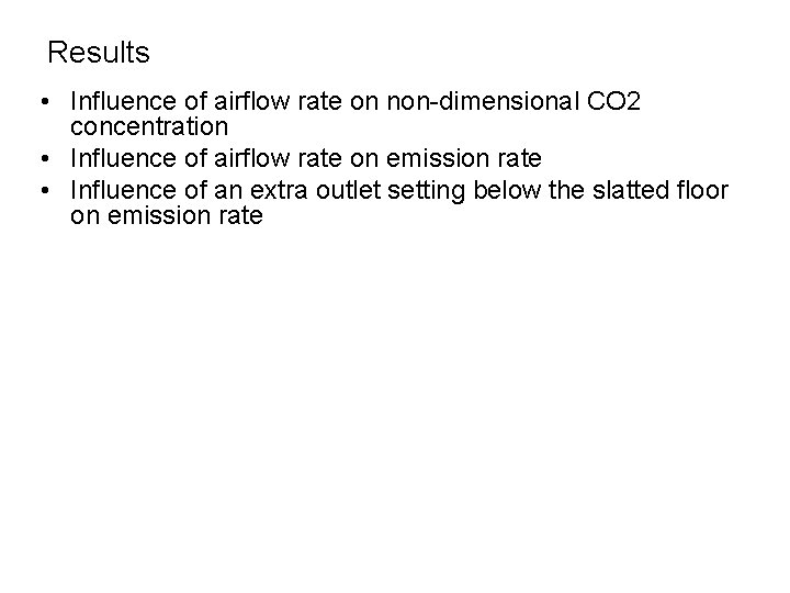 Results • Influence of airflow rate on non-dimensional CO 2 concentration • Influence of