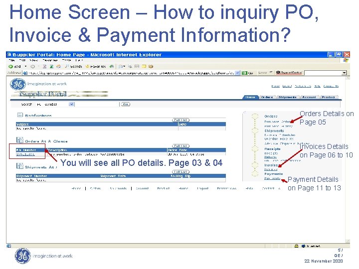 Home Screen – How to inquiry PO, Invoice & Payment Information? Orders Details on