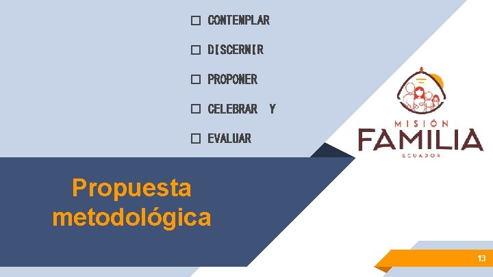 � CONTEMPLAR � DISCERNIR � PROPONER � CELEBRAR Y � EVALUAR Propuesta metodológica 13