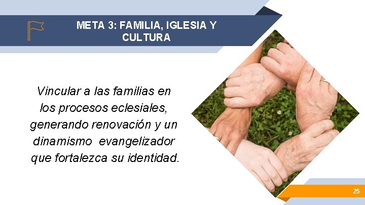 META 3: FAMILIA, IGLESIA Y CULTURA Vincular a las familias en los procesos eclesiales,