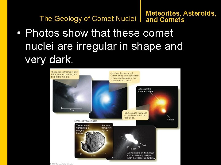 CHAPTER 1 The Geology of Comet Nuclei Meteorites, Asteroids, and Comets • Photos show