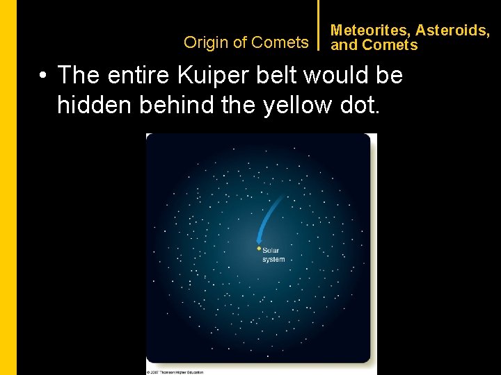 CHAPTER 1 Origin of Comets Meteorites, Asteroids, and Comets • The entire Kuiper belt