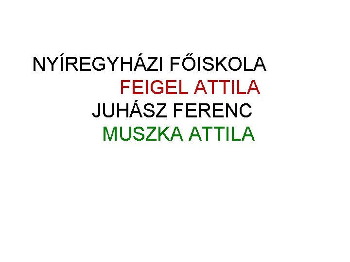 NYÍREGYHÁZI FŐISKOLA FEIGEL ATTILA JUHÁSZ FERENC MUSZKA ATTILA 