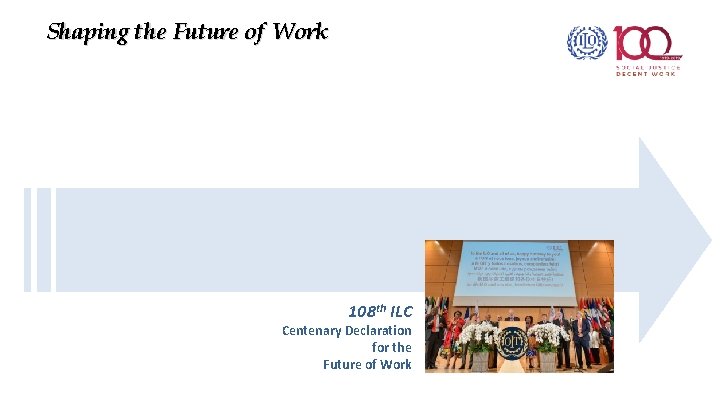 Shaping the Future of Work 108 th ILC Centenary Declaration for the Future of