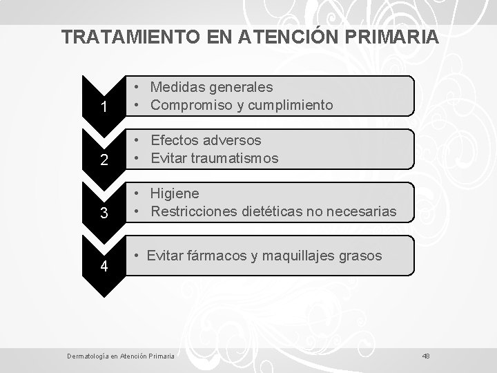 TRATAMIENTO EN ATENCIÓN PRIMARIA 1 • Medidas generales • Compromiso y cumplimiento 2 •