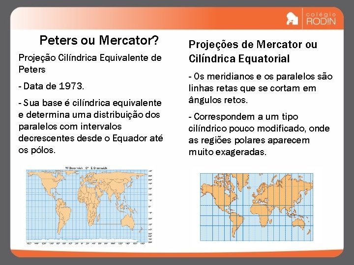 Peters ou Mercator? Projeção Cilíndrica Equivalente de Peters - Data de 1973. - Sua