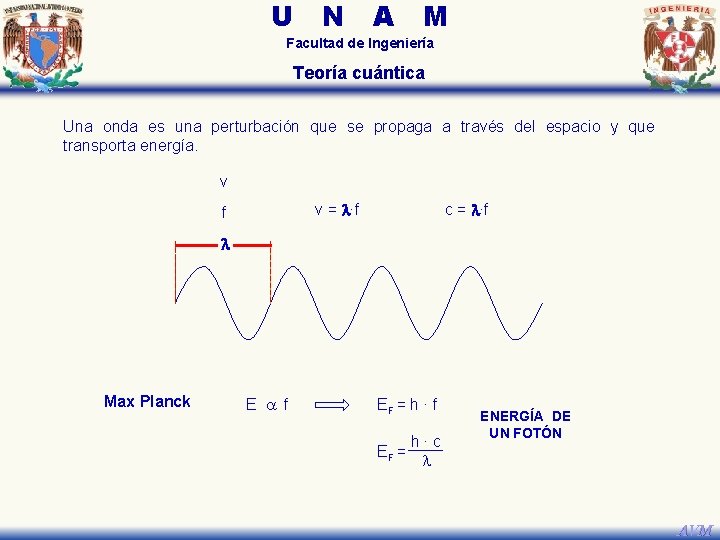 U N A M Facultad de Ingeniería Teoría cuántica Una onda es una perturbación U N A M Facultad de Ingeniería Teoría cuántica Una onda es una perturbación