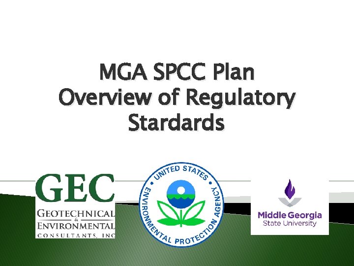 MGA SPCC Plan Overview of Regulatory Stardards 