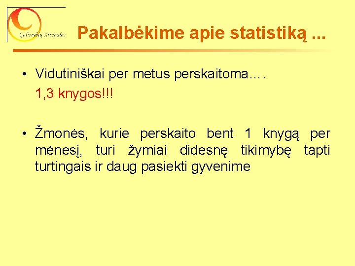 Pakalbėkime apie statistiką. . . • Vidutiniškai per metus perskaitoma…. 1, 3 knygos!!! •