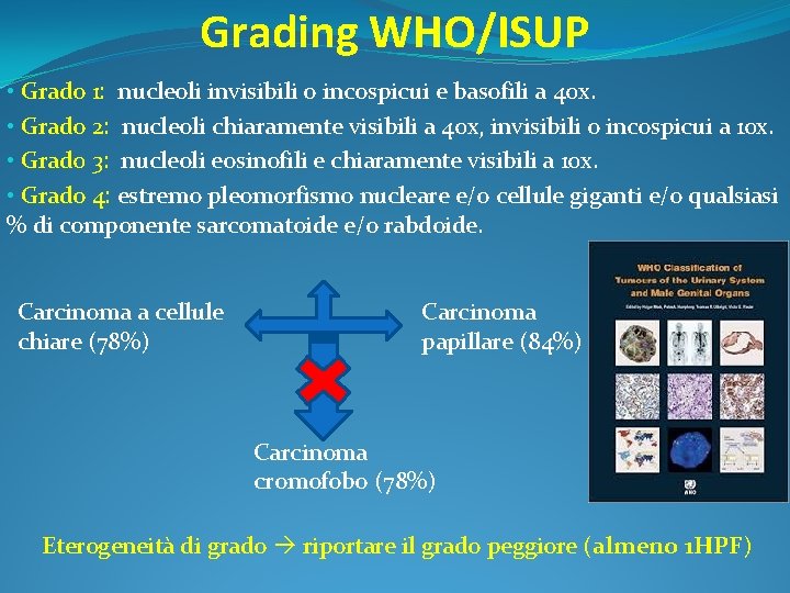 Grading WHO/ISUP • Grado 1: nucleoli invisibili o incospicui e basofili a 40 x.