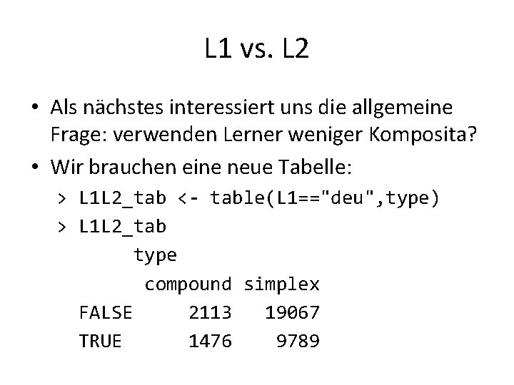 L 1 vs. L 2 • Als nächstes interessiert uns die allgemeine Frage: verwenden