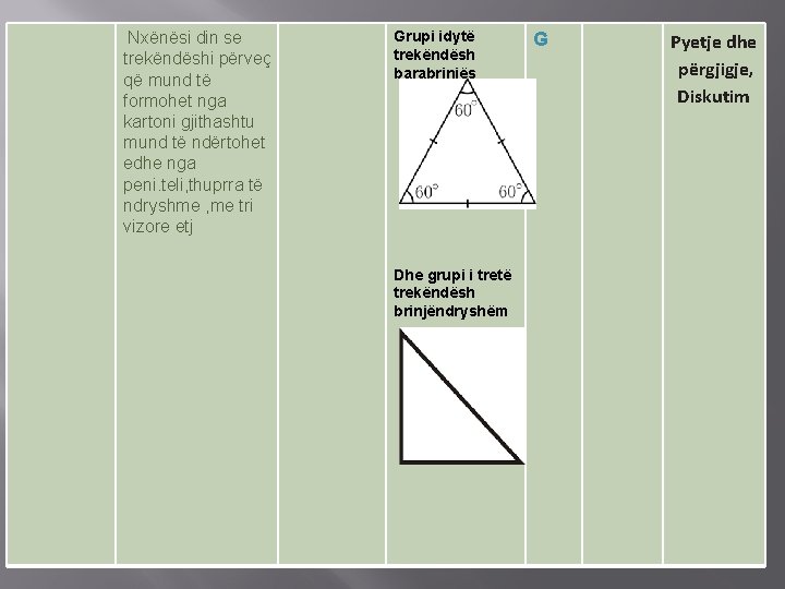  Nxënësi din se trekëndëshi përveç që mund të formohet nga kartoni gjithashtu mund