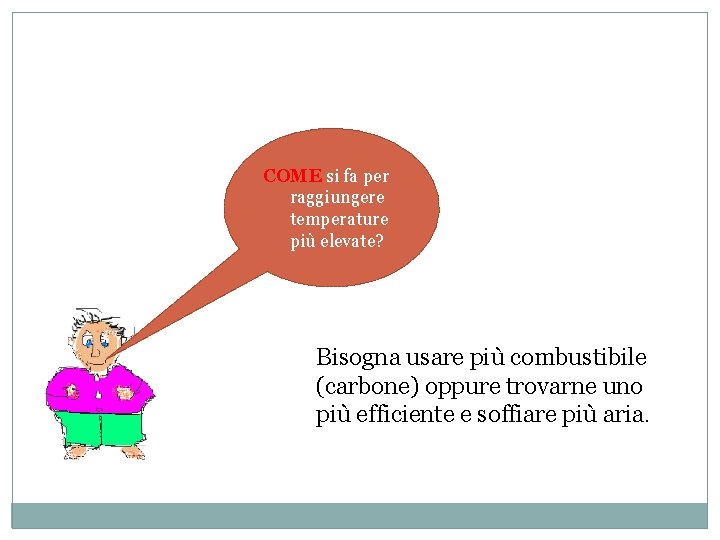 COME si fa per raggiungere temperature più elevate? Bisogna usare più combustibile (carbone) oppure