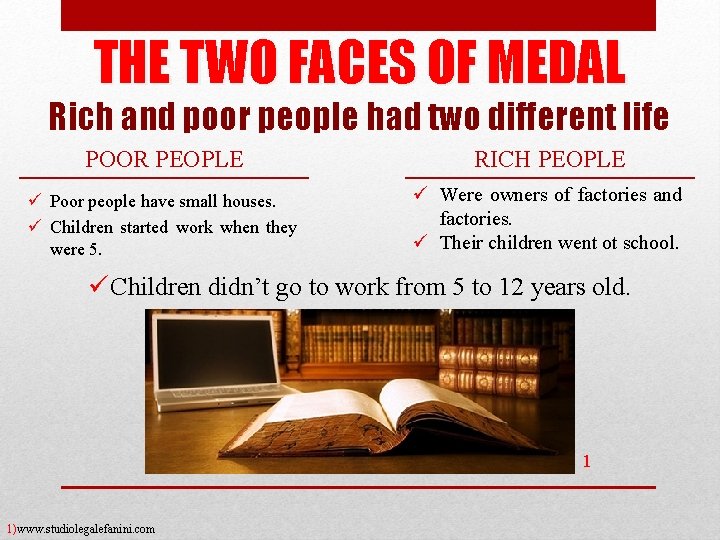 THE TWO FACES OF MEDAL Rich and poor people had two different life POOR