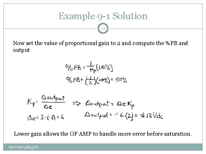 Example 9 -1 Solution 11 Now set the value of proportional gain to 2
